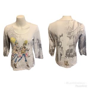 Chico Embellished Top with 3/4 sleeves EUC